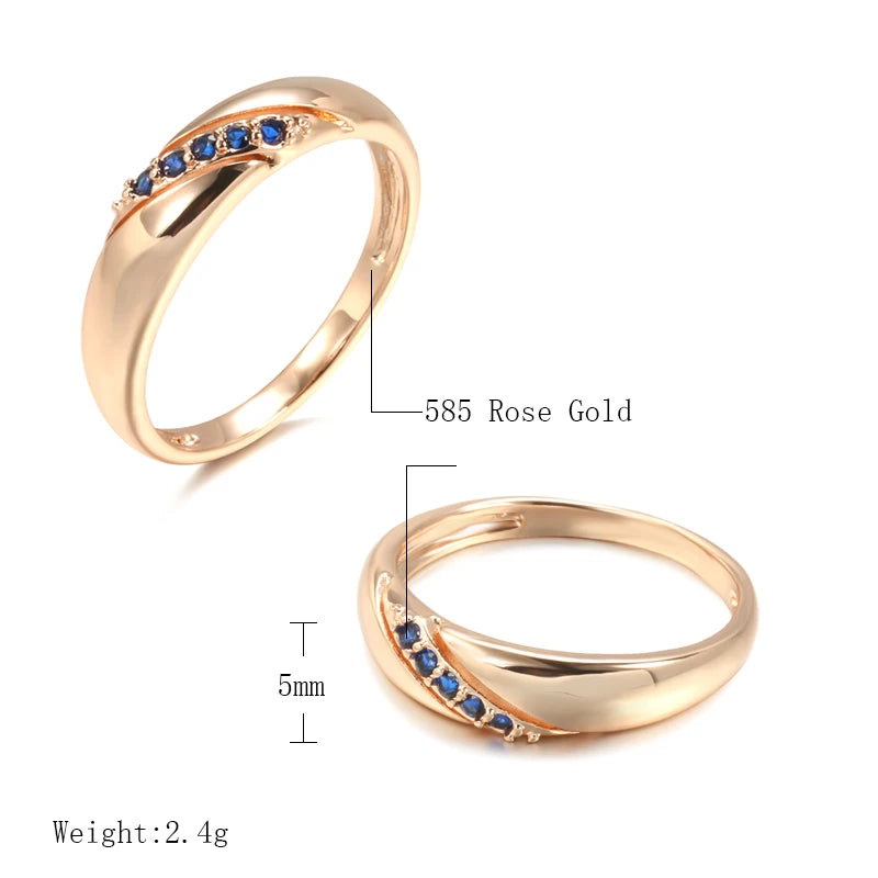 585 Rose Gold Vintage Blue Natural Zircon Ring