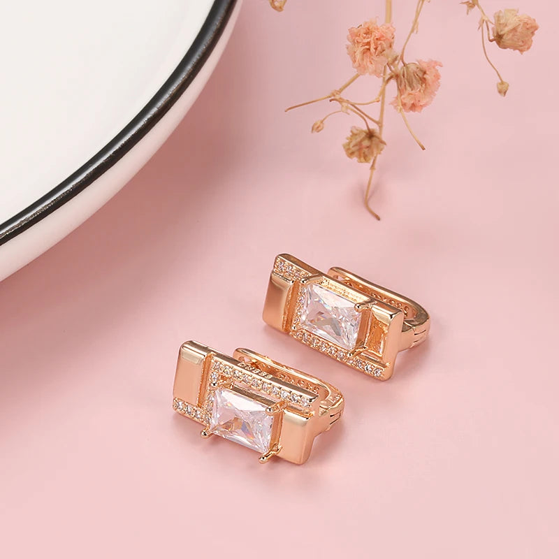 585 Rose Gold White Natural Zircon earrings