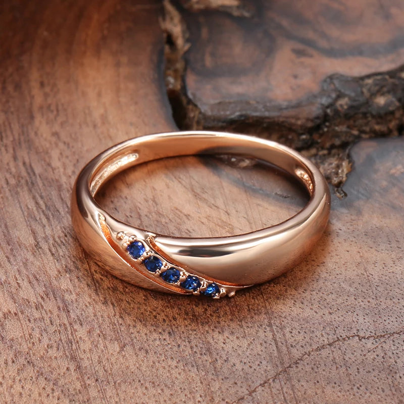 585 Rose Gold Vintage Blue Natural Zircon Ring