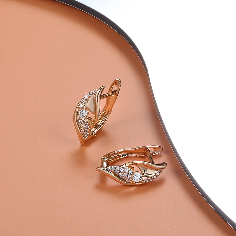 585 Rose Gold Dangle Earrings Fashion Natural Zircon Vintage Earrings