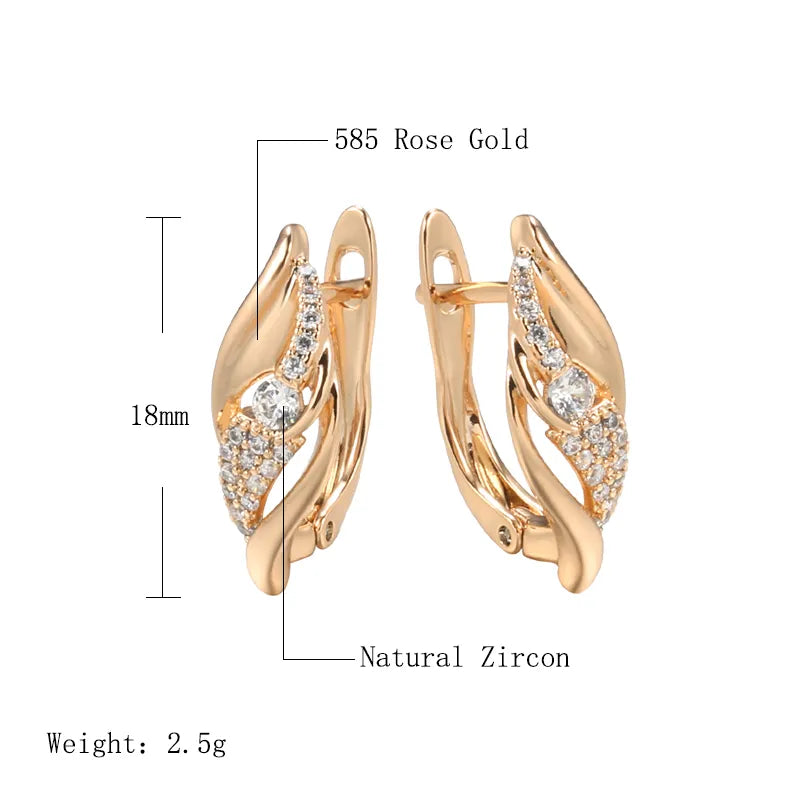 585 Rose Gold Dangle Earrings Fashion Natural Zircon Vintage Earrings