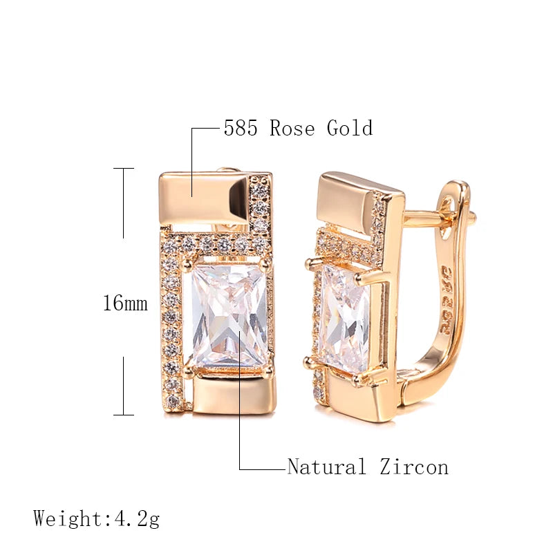 585 Rose Gold White Natural Zircon earrings