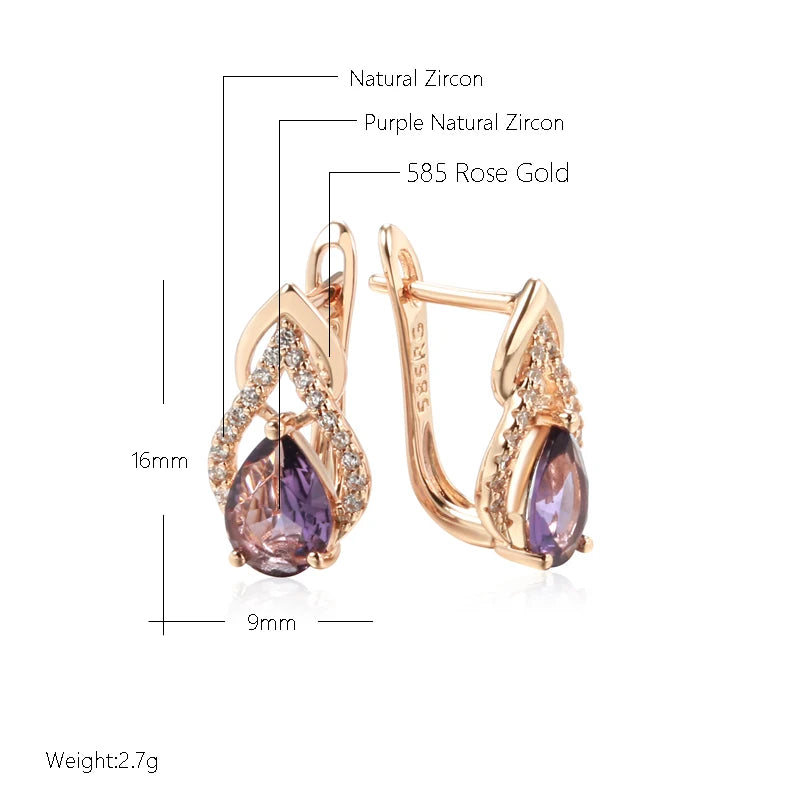 Sparkling Purple Water Drop Earring