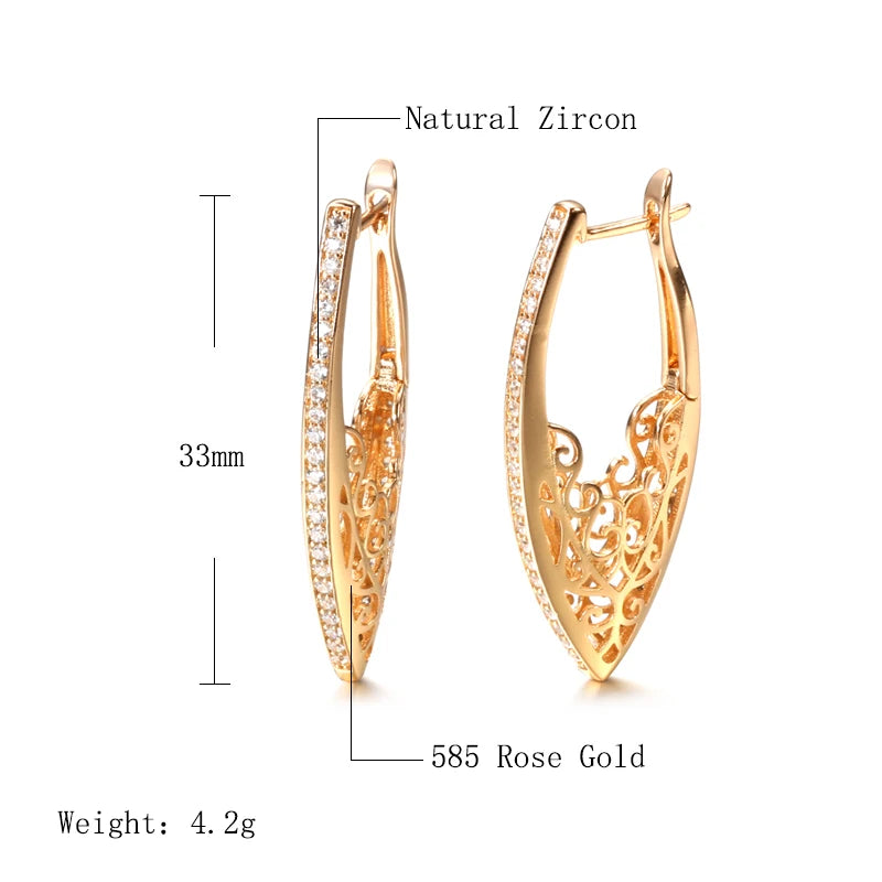 585 Rose Gold Color Dangle Earrings For Women