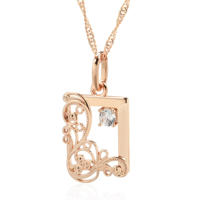 585 Rose Gold Square Pendant Necklace