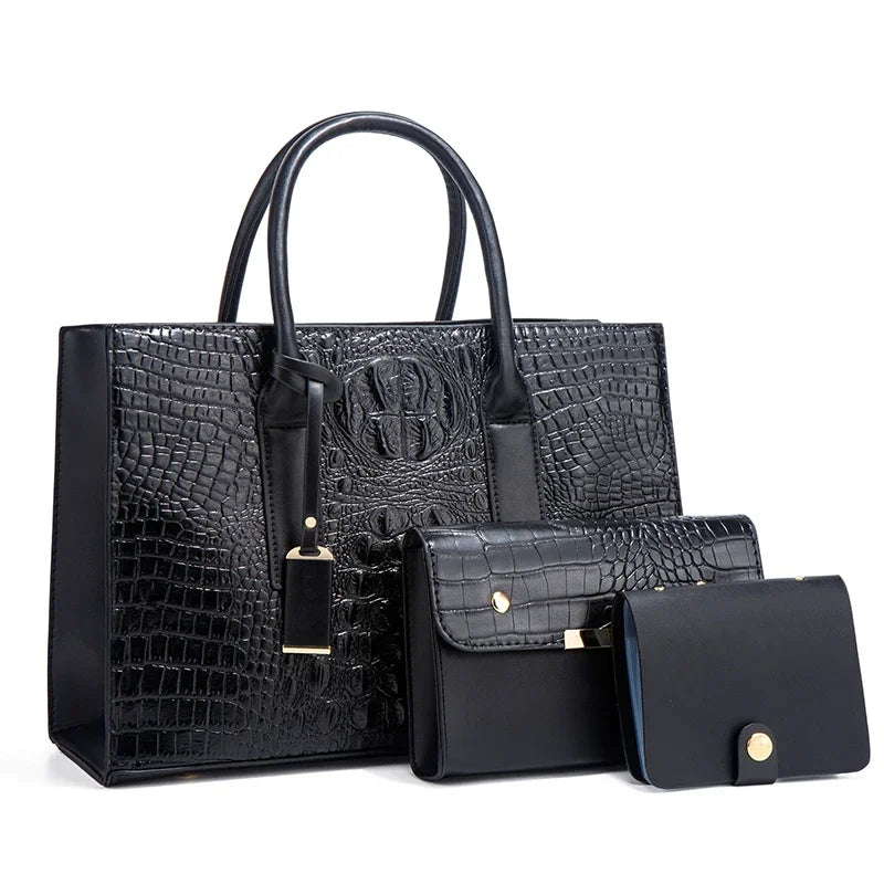 Crocodile Pattern Handbag Women in Set