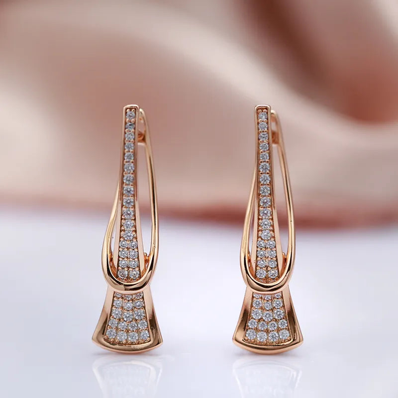 585 Rose Gold Zircon Drop Earrings: Elegant Romance