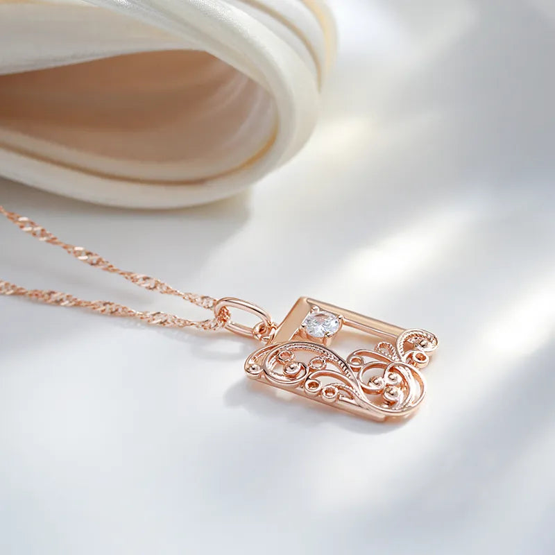 585 Rose Gold Square Pendant Necklace