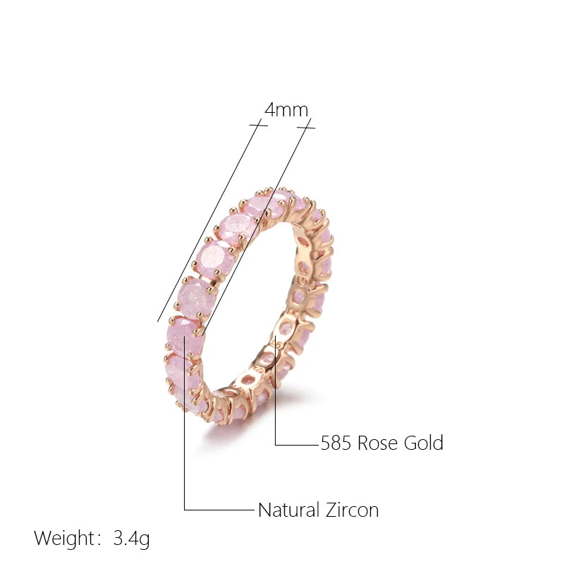 585 Rose Gold Emerald Round Cut Zircon Ring