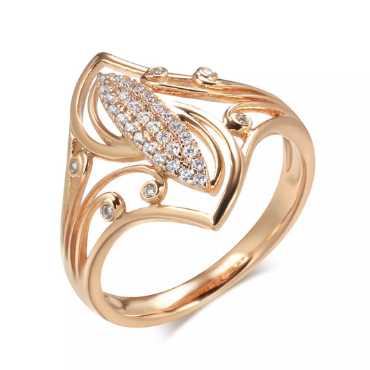 585 Rose Gold With Micro Wax Inlay Natural Zircon Ring