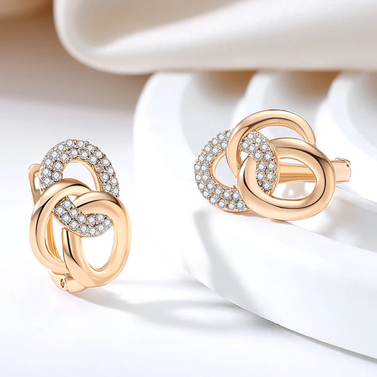 585 Rose Gold EarringsUnique Design Multi-Hoop English For Women