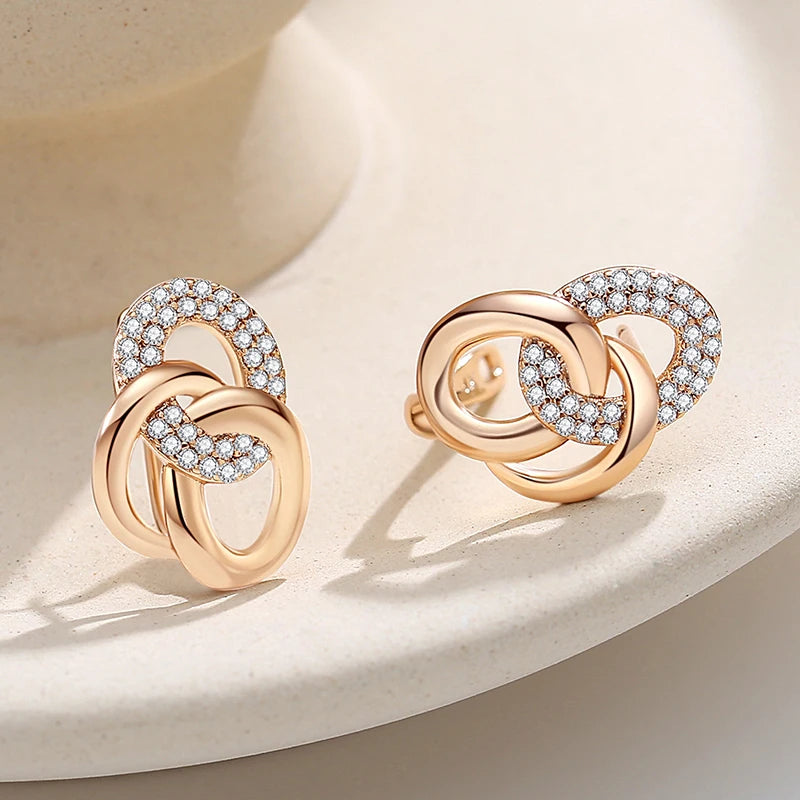 585 Rose Gold EarringsUnique Design Multi-Hoop English For Women