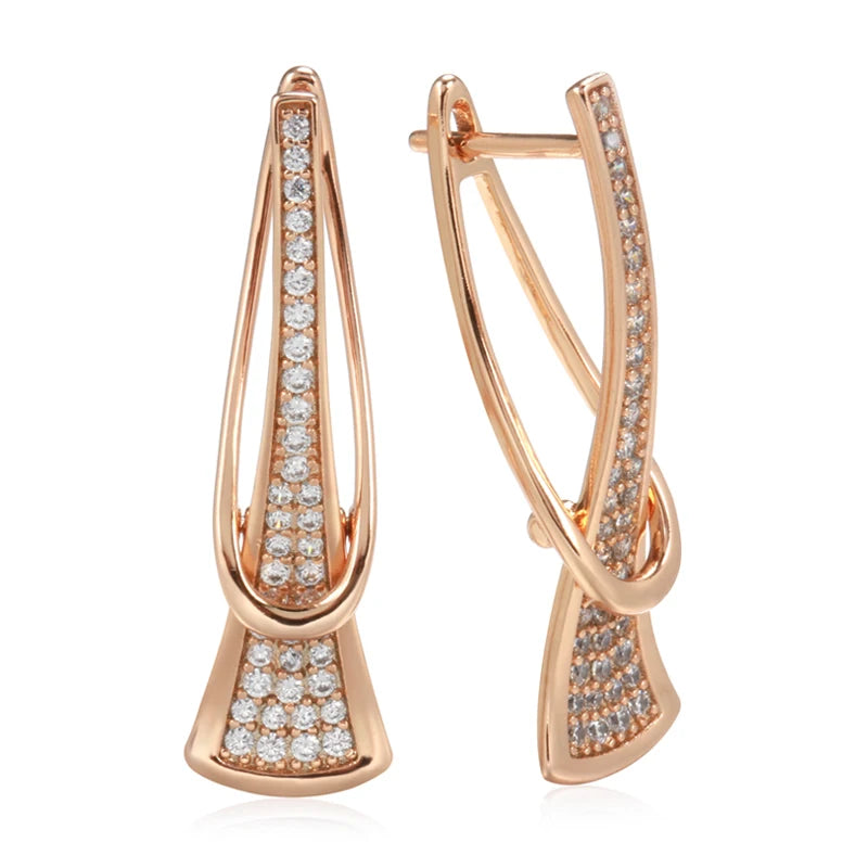 585 Rose Gold Zircon Drop Earrings: Elegant Romance