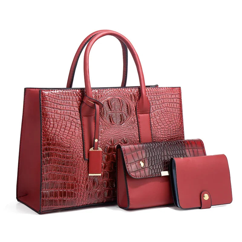 Crocodile Pattern Handbag Women in Set