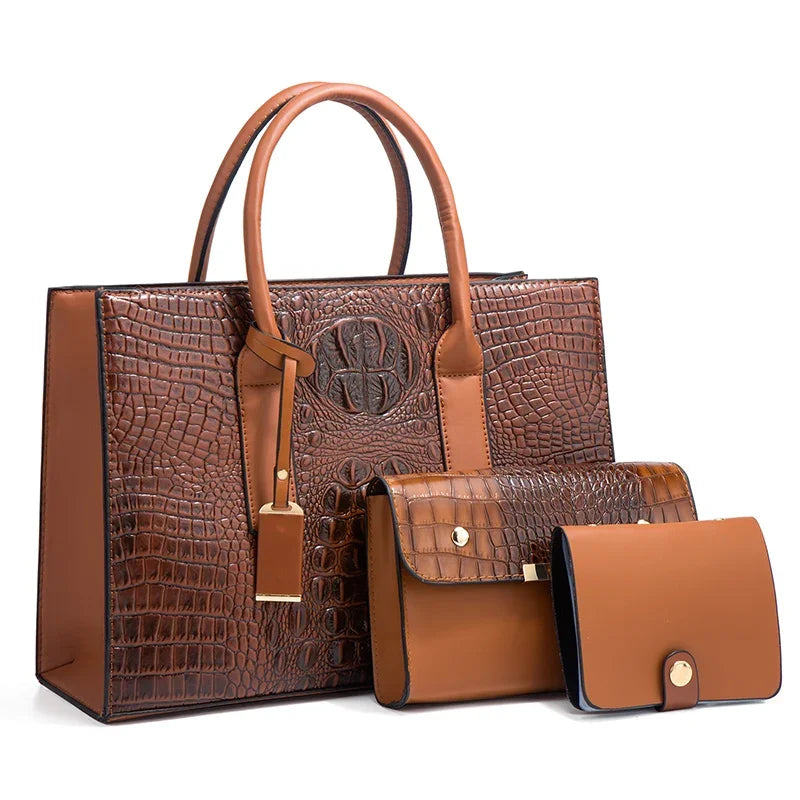 Crocodile Pattern Handbag Women in Set