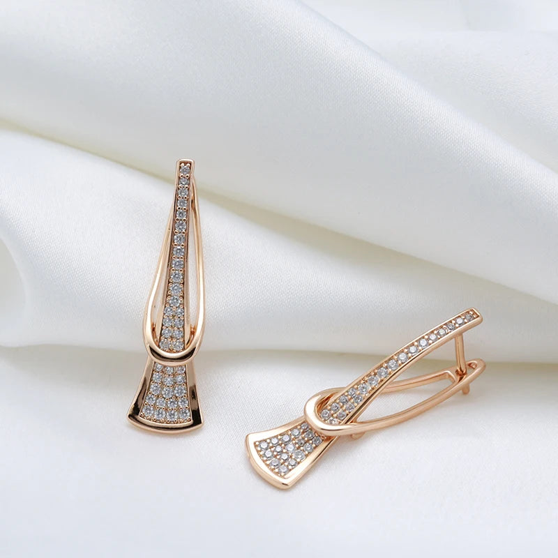 585 Rose Gold Zircon Drop Earrings: Elegant Romance