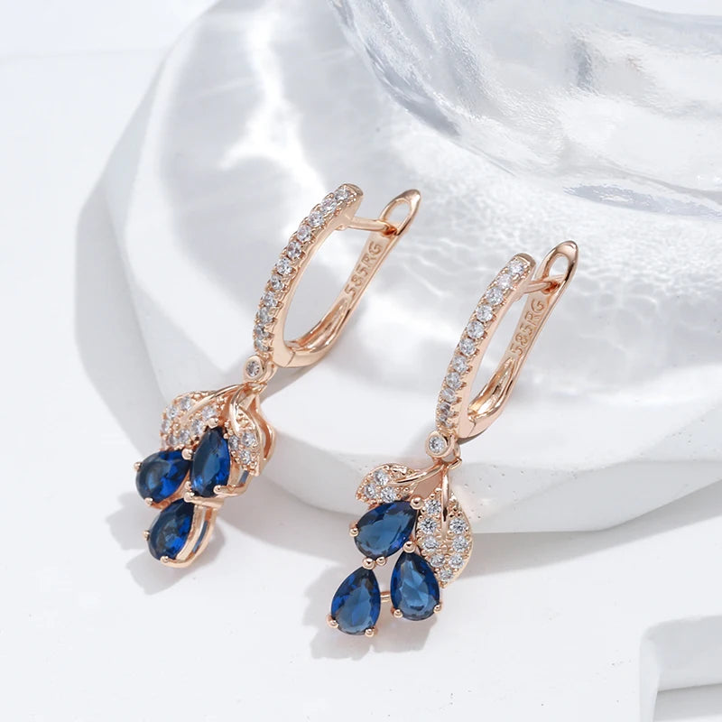 585 Rose Gold Color Long Earring