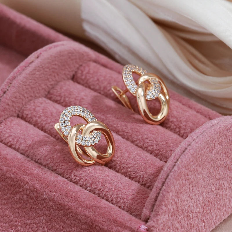 585 Rose Gold EarringsUnique Design Multi-Hoop English For Women