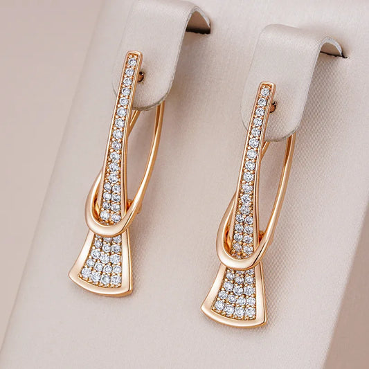 585 Rose Gold Zircon Drop Earrings: Elegant Romance