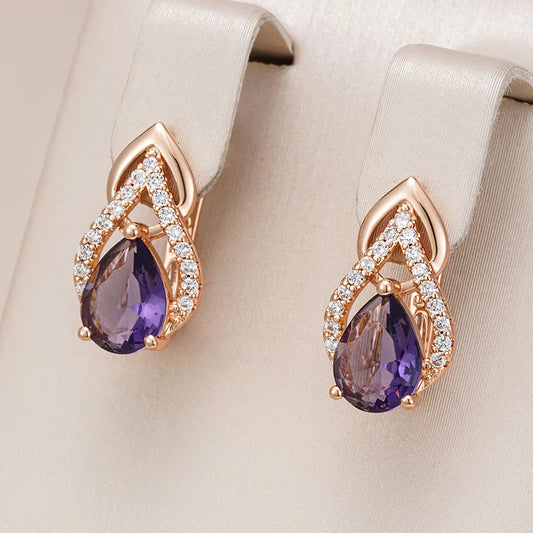 Sparkling Purple Water Drop Earring