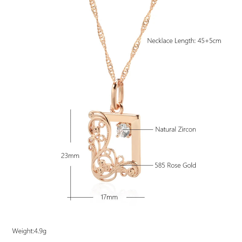 585 Rose Gold Square Pendant Necklace