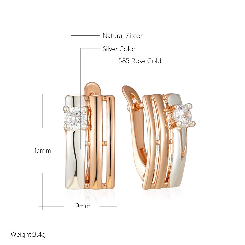 585 Rose Gold Fashion Square Wide Earrings for Women