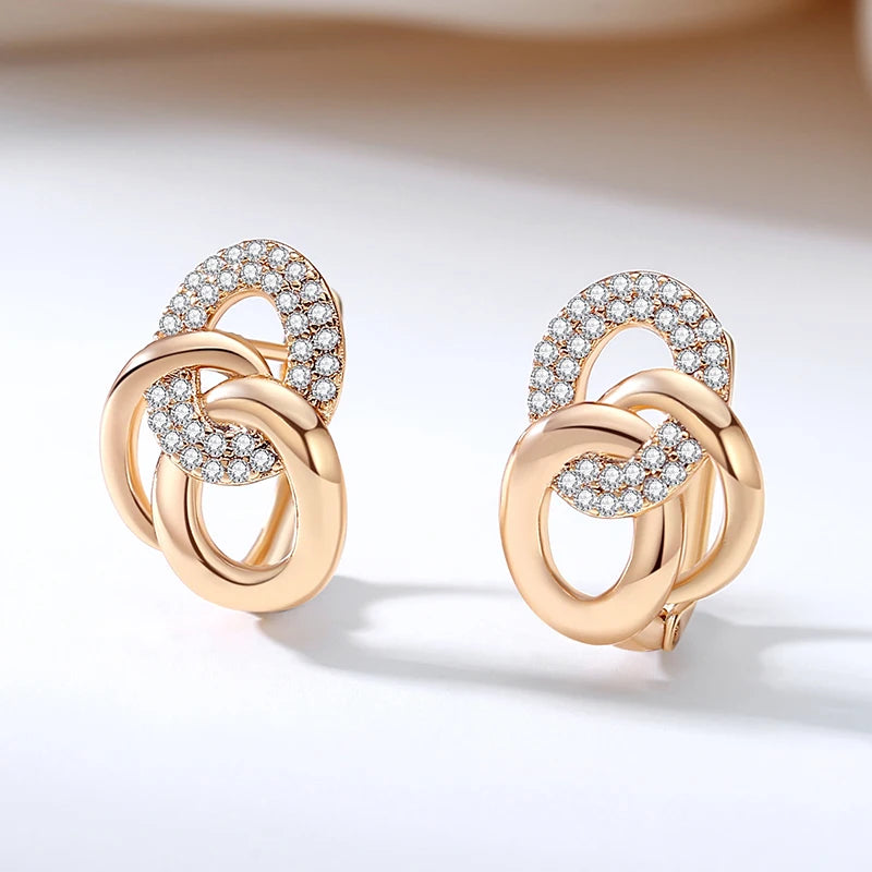 585 Rose Gold EarringsUnique Design Multi-Hoop English For Women