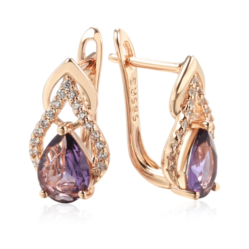 Sparkling Purple Water Drop Earring